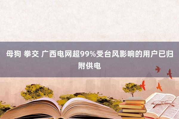 母狗 拳交 广西电网超99%受台风影响的用户已归附供电