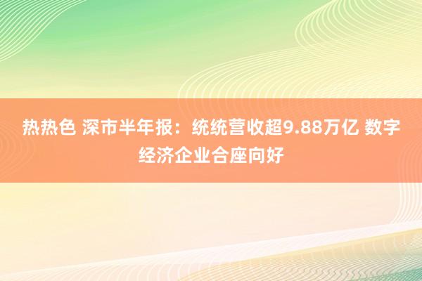 热热色 深市半年报：统统营收超9.88万亿 数字经济企业合座向好