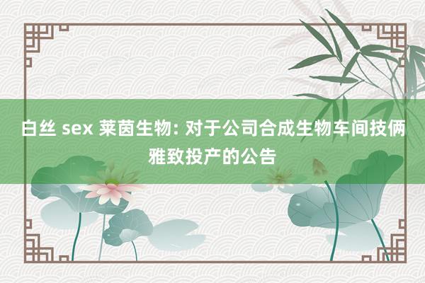 白丝 sex 莱茵生物: 对于公司合成生物车间技俩雅致投产的公告