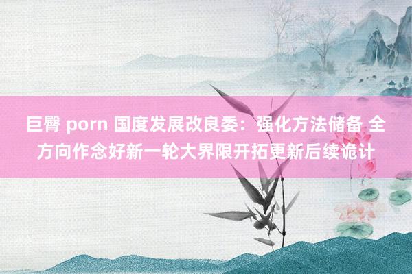 巨臀 porn 国度发展改良委：强化方法储备 全方向作念好新一轮大界限开拓更新后续诡计