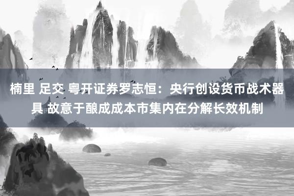 楠里 足交 粤开证券罗志恒：央行创设货币战术器具 故意于酿成成本市集内在分解长效机制