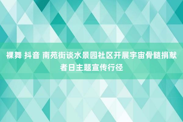 裸舞 抖音 南苑街谈水景园社区开展宇宙骨髓捐献者日主题宣传行径