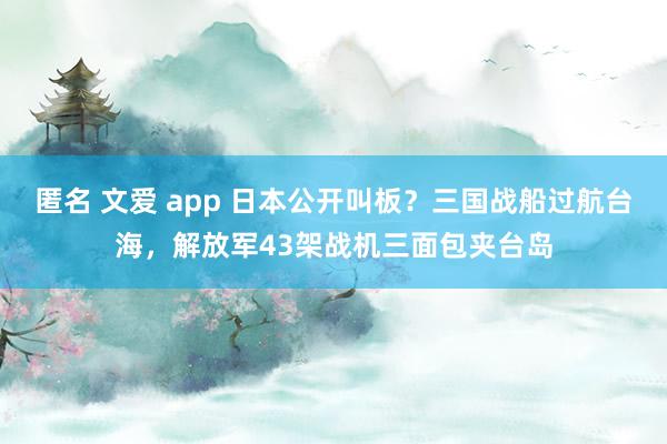 匿名 文爱 app 日本公开叫板？三国战船过航台海，解放军43架战机三面包夹台岛