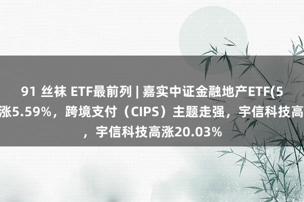 91 丝袜 ETF最前列 | 嘉实中证金融地产ETF(512640)高涨5.59%，跨境支付（CIPS）主题走强，宇信科技高涨20.03%