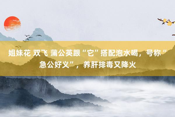 姐妹花 双飞 蒲公英跟“它”搭配泡水喝，号称“急公好义”，养肝排毒又降火