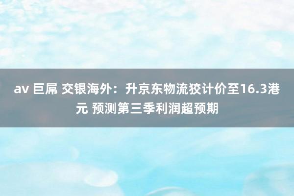 av 巨屌 交银海外：升京东物流狡计价至16.3港元 预测第三季利润超预期