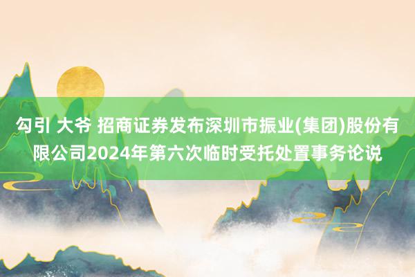 勾引 大爷 招商证券发布深圳市振业(集团)股份有限公司2024年第六次临时受托处置事务论说