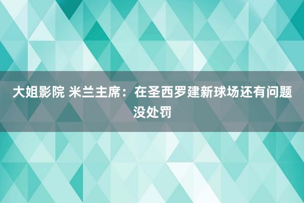 大姐影院 米兰主席：在圣西罗建新球场还有问题没处罚