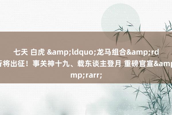 七天 白虎 &ldquo;龙马组合&rdquo;行将出征！事关神十九、载东谈主登月 重磅官宣&rarr;