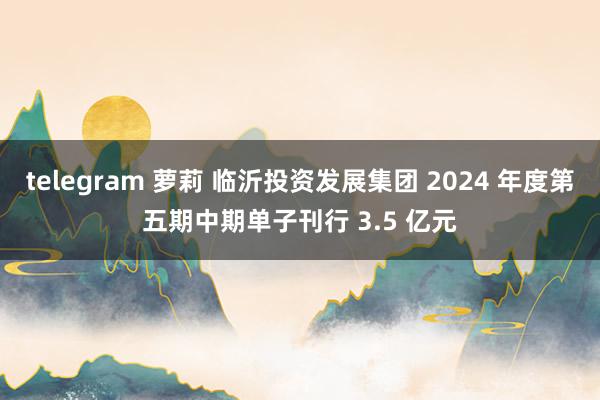 telegram 萝莉 临沂投资发展集团 2024 年度第五期中期单子刊行 3.5 亿元