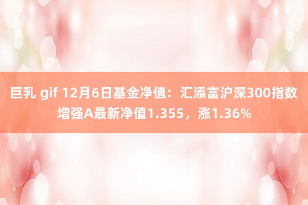 巨乳 gif 12月6日基金净值：汇添富沪深300指数增强A最新净值1.355，涨1.36%