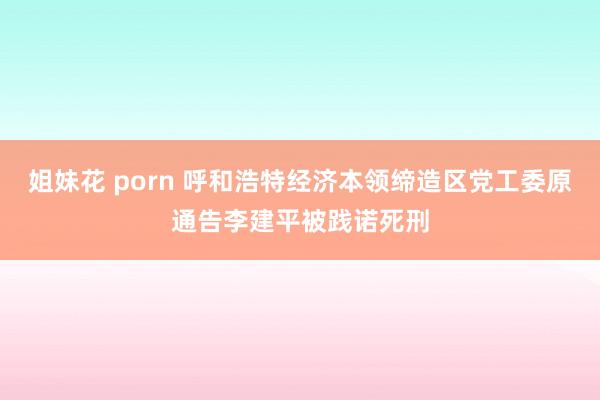 姐妹花 porn 呼和浩特经济本领缔造区党工委原通告李建平被践诺死刑