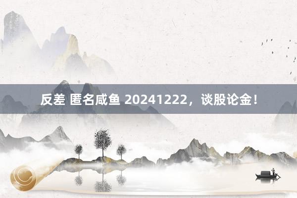 反差 匿名咸鱼 20241222，谈股论金！