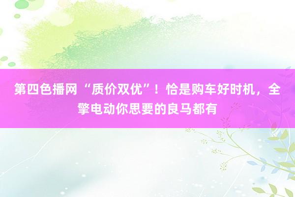 第四色播网 “质价双优”！恰是购车好时机，全擎电动你思要的良马都有