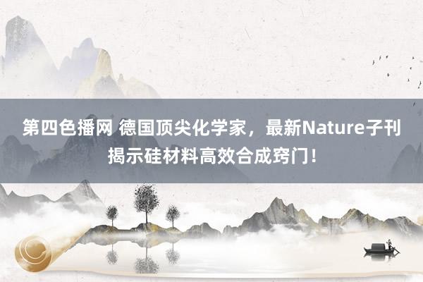 第四色播网 德国顶尖化学家，最新Nature子刊揭示硅材料高效合成窍门！