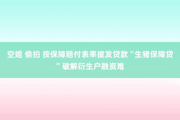 空姐 偷拍 按保障赔付表率披发贷款“生猪保障贷”破解衍生户融资难