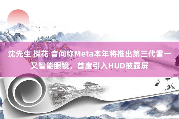 沈先生 探花 音问称Meta本年将推出第三代雷一又智能眼镜，首度引入HUD披露屏