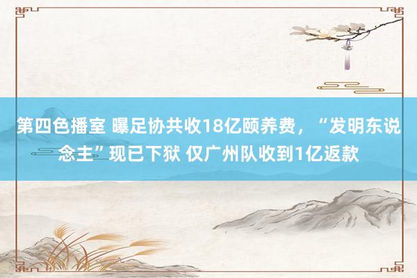 第四色播室 曝足协共收18亿颐养费，“发明东说念主”现已下狱 仅广州队收到1亿返款