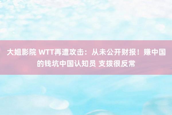 大姐影院 WTT再遭攻击：从未公开财报！赚中国的钱坑中国认知员 支拨很反常