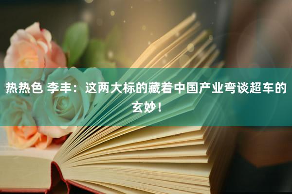 热热色 李丰：这两大标的藏着中国产业弯谈超车的玄妙！