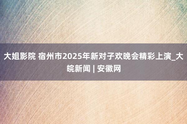 大姐影院 宿州市2025年新对子欢晚会精彩上演_大皖新闻 | 安徽网