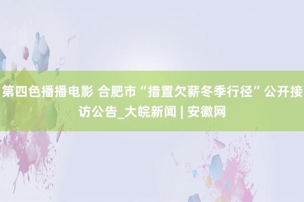 第四色播播电影 合肥市“措置欠薪冬季行径”公开接访公告_大皖新闻 | 安徽网